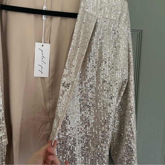NEW silver sequin relaxed fit blazer - Picture 6 of 7